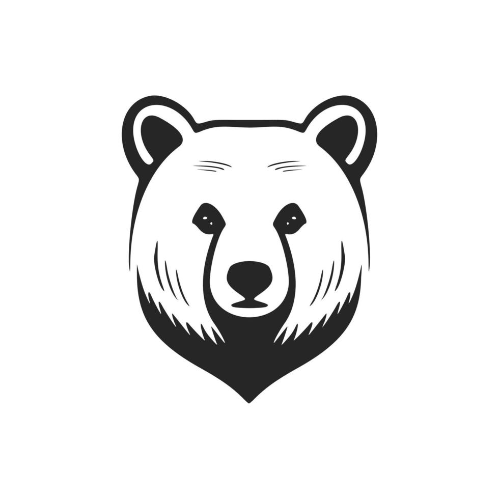 Elegant bear logo in striking bandw vector style.