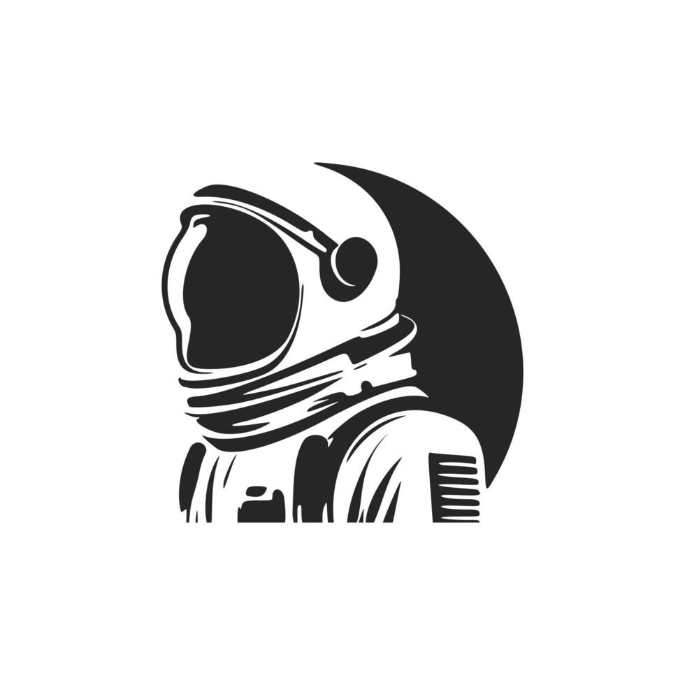 Black and white vector astronaut logo.