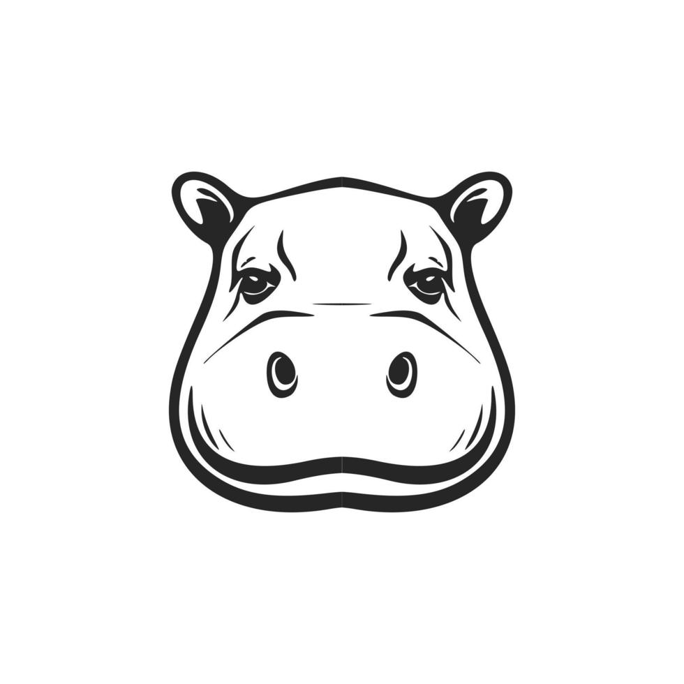 Classic hippo logo in black and white for your brand's unique look. vector