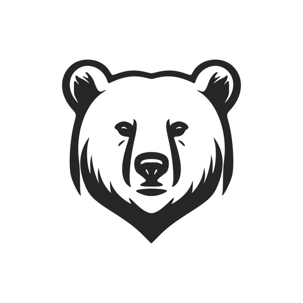 Classy black and white bear emblem vector logo.