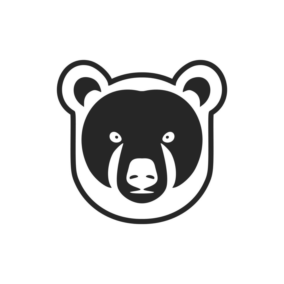 Stylish black and white bear logo vector illustration.