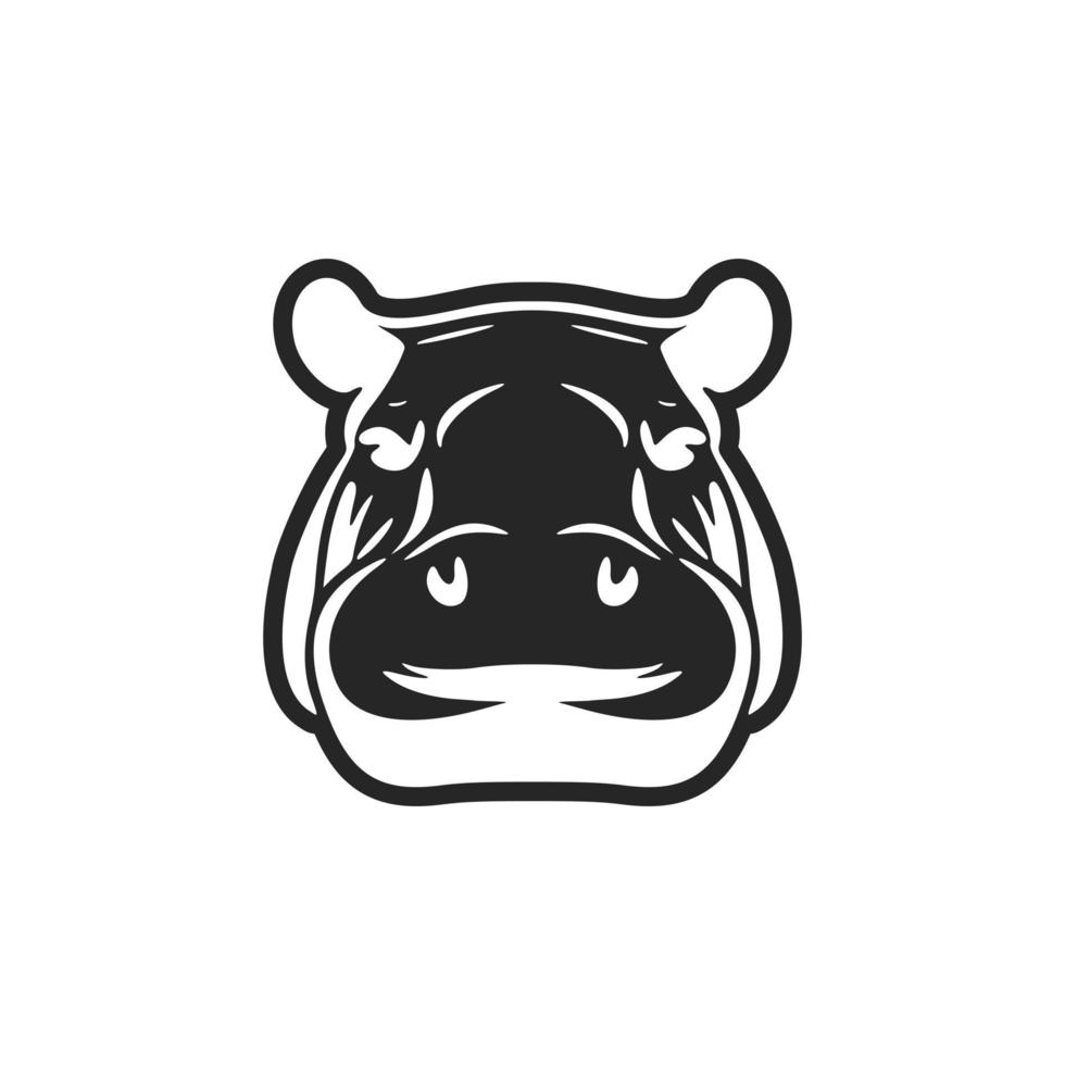 sofisticado hipopótamo vector logo en negro y blanco para tu marca.