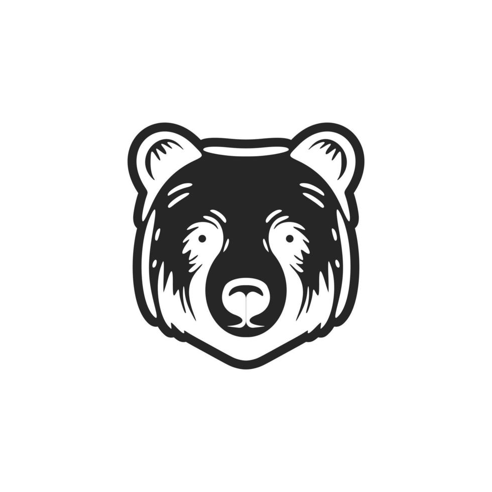 Stylish black and white bear vector logo.