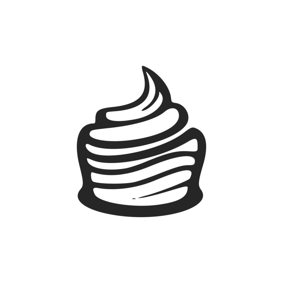 Black and white vector logo of a cupcake.