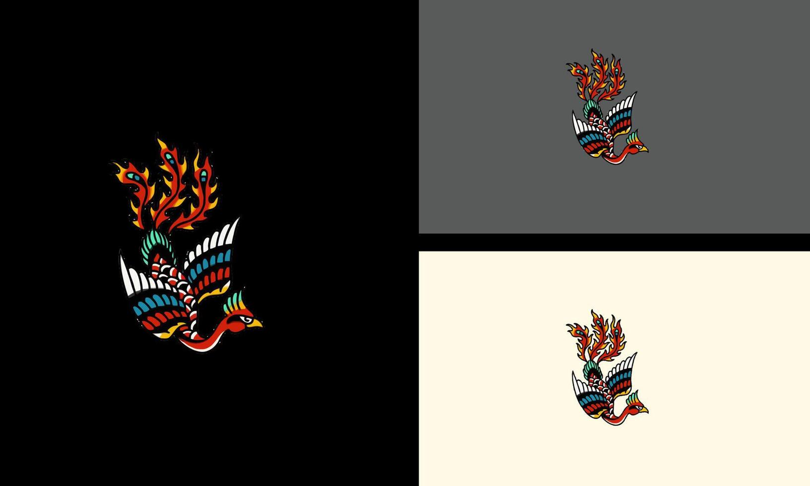 flying bird and flames vector illustration mascot design