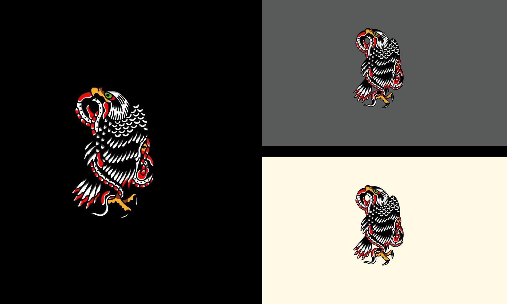 águila y serpiente vector ilustración logo plano diseño