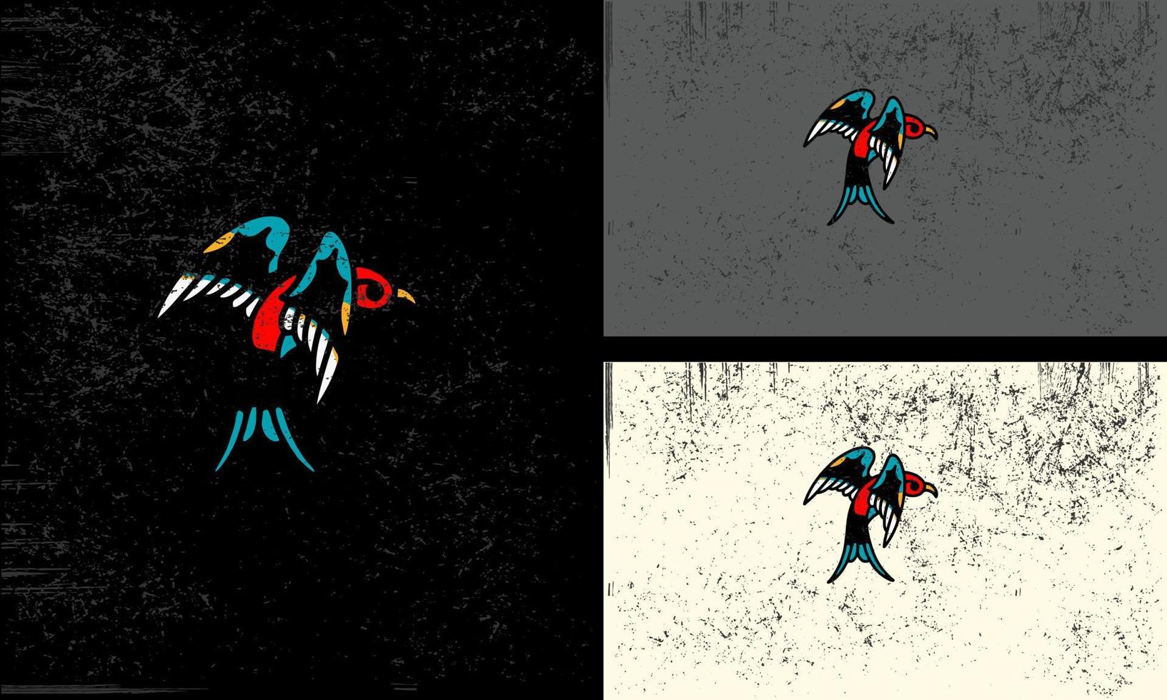 black bird flying vector illustration mascot design
