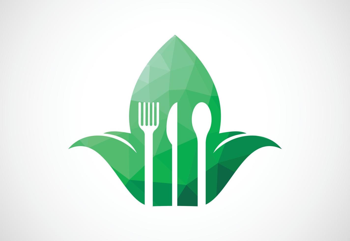 Low Poly and Bio food logo design, Vector design template