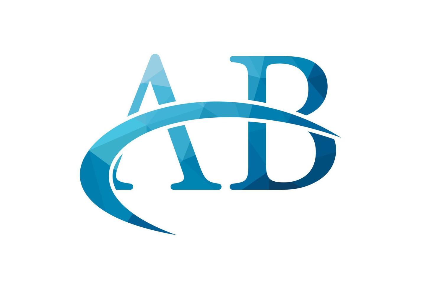 Low Poly and Initial AB Letter logo design, Vector design concept