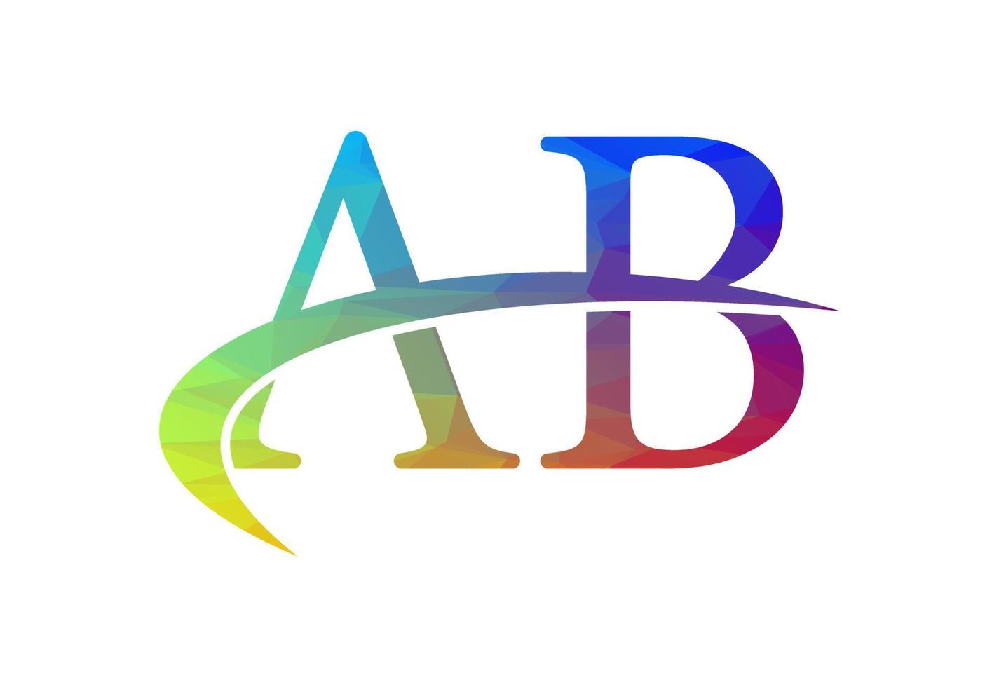 Low Poly and Initial AB Letter logo design, Vector design concept