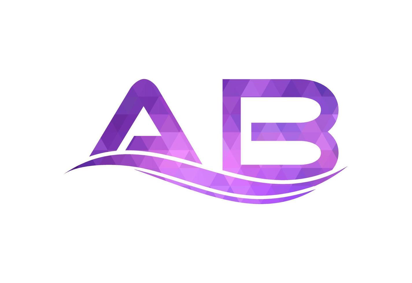 Low Poly and Initial AB Letter logo design, Vector design concept