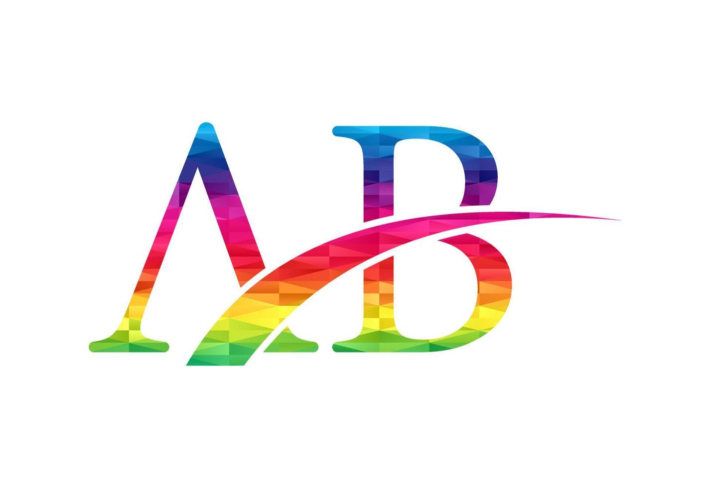 Low Poly and Initial AB Letter logo design, Vector design concept