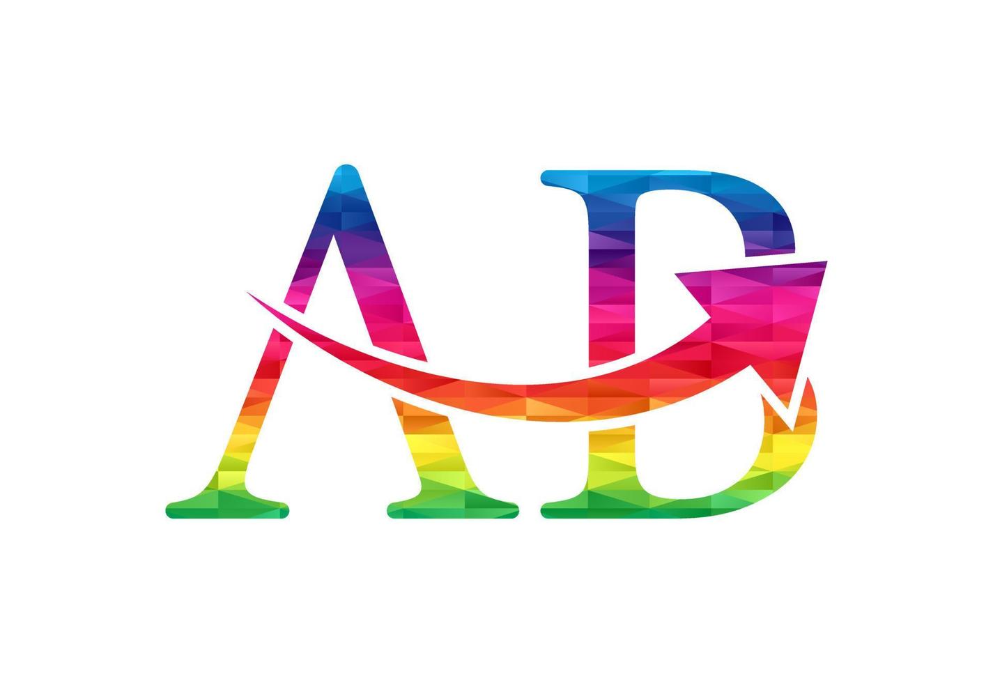 Low Poly and Initial AB Letter logo design, Vector design concept
