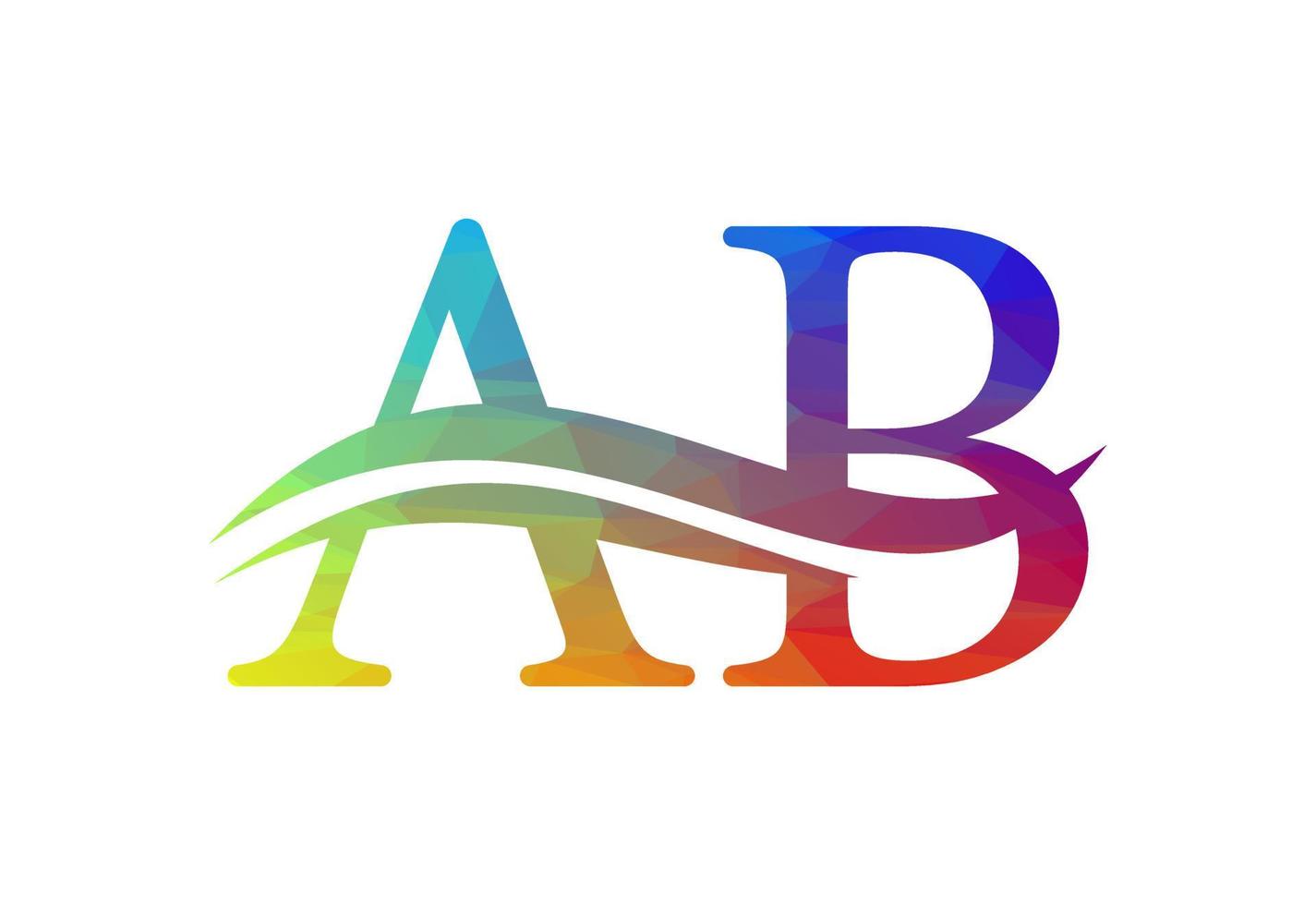 Low Poly and Initial AB Letter logo design, Vector design concept