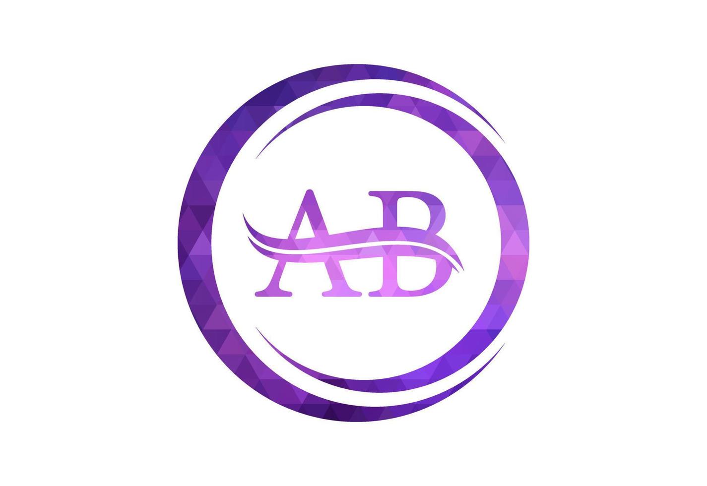 Low Poly and Initial AB Letter logo design, Vector design concept