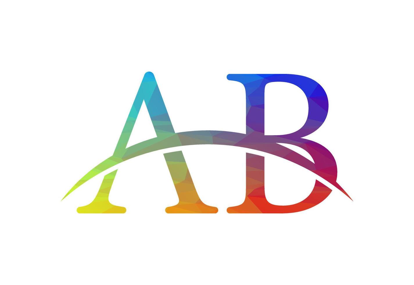 Low Poly and Initial AB Letter logo design, Vector design concept