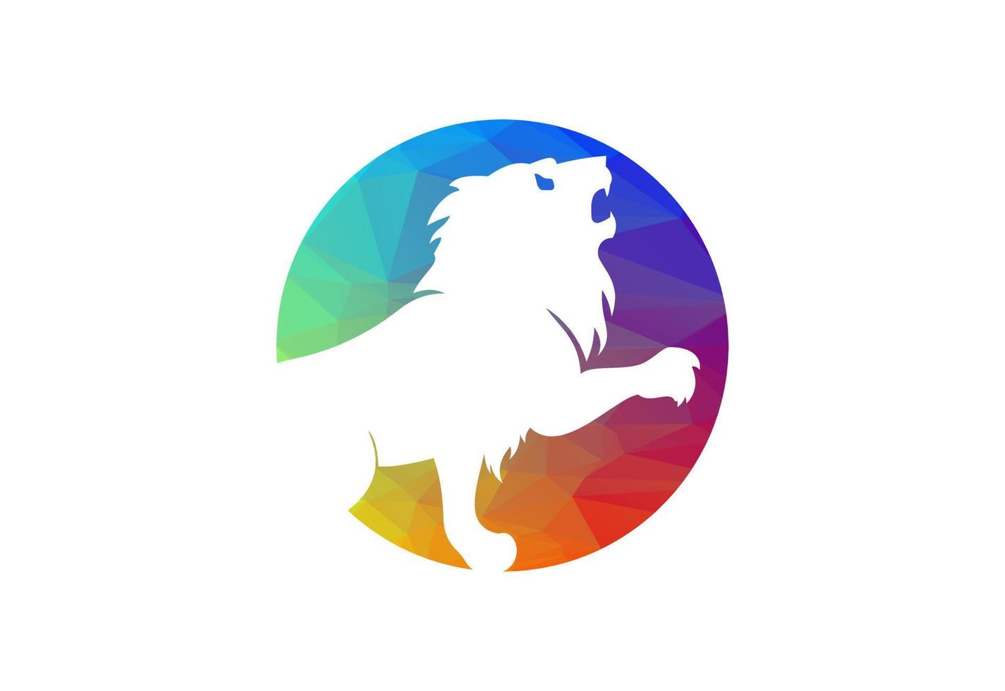 Low Poly and The Lion logo design, Vector design template