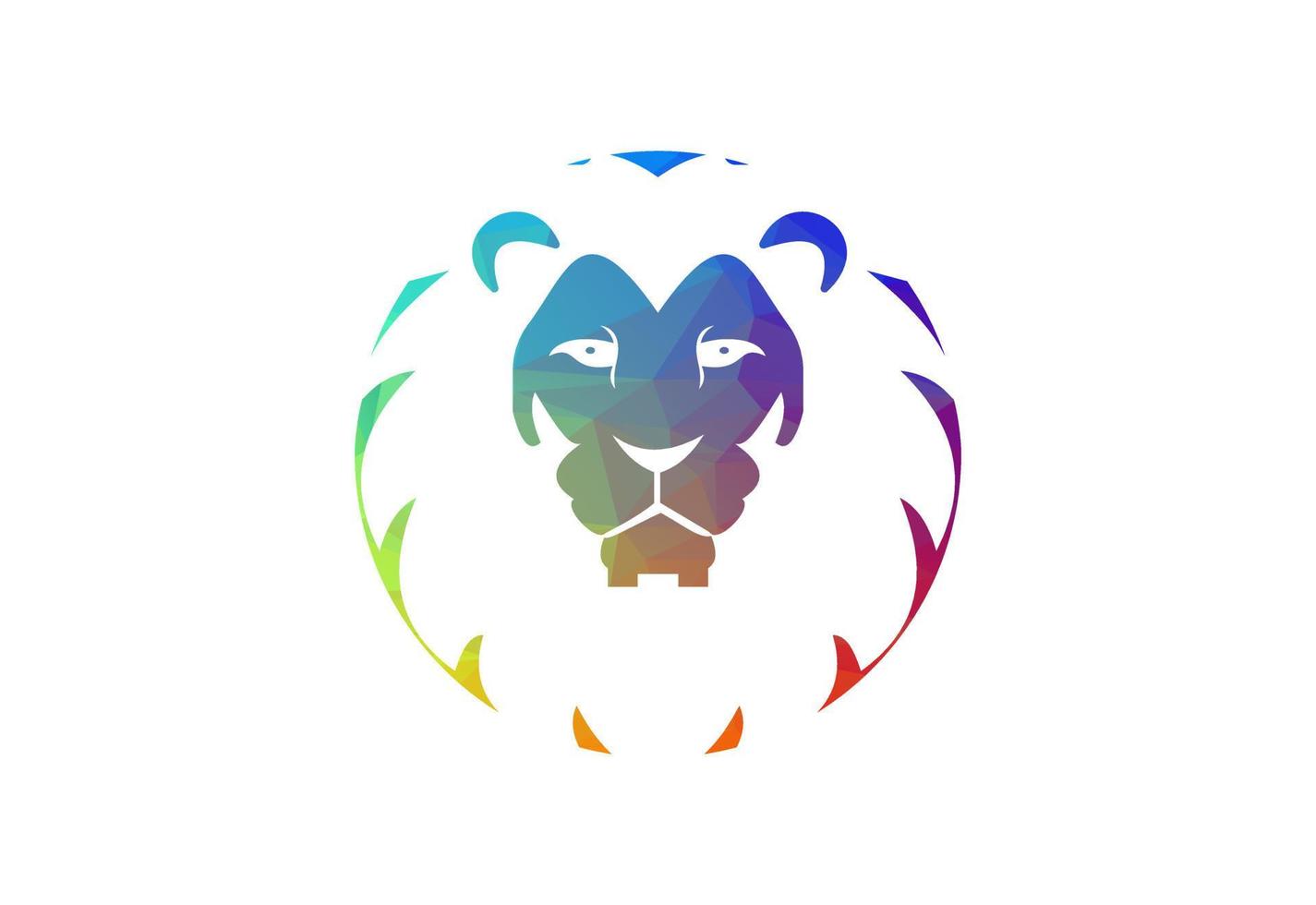 Low Poly and The Lion logo design, Vector design template