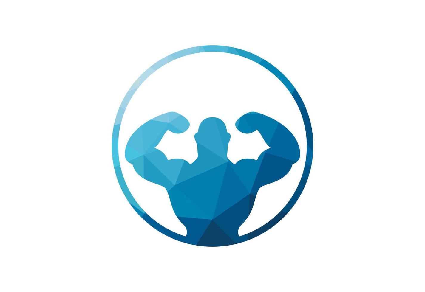 Low Poly and Gym-fitness logo design, Vector design concept