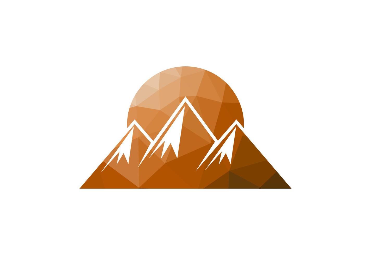 Low Poly and Mountain peak summit logo design, Vector illustration