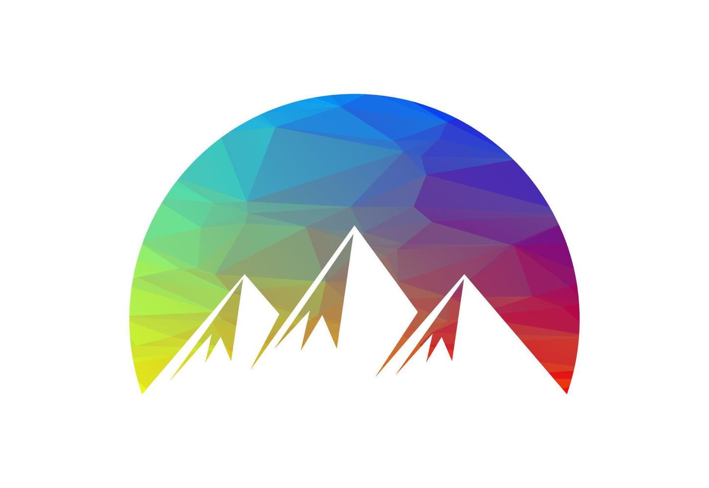 Low Poly and Mountain peak summit logo design, Vector illustration