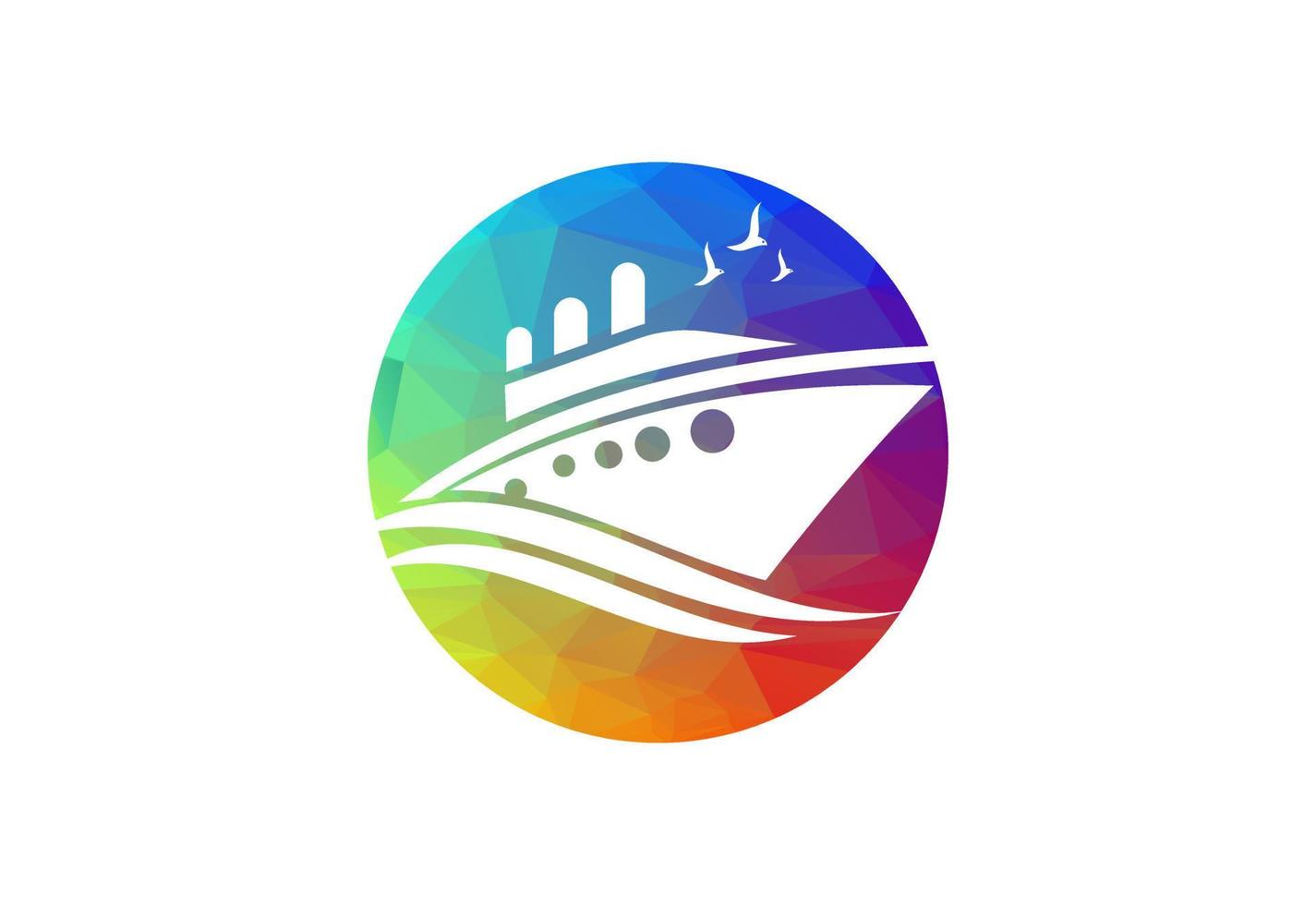 Low Poly and Ship Boat logo design, Vector design template