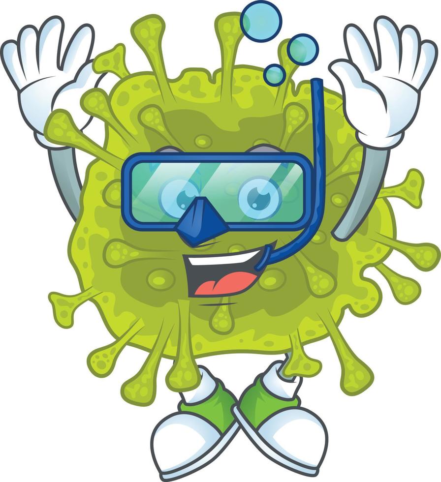 un dibujos animados personaje de coronavirus untado vector