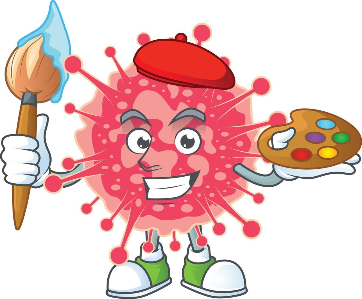 A cartoon character of coronavirus emergency vector