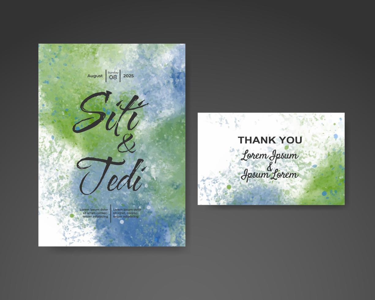 Wedding invitation with abstract watercolor background vector