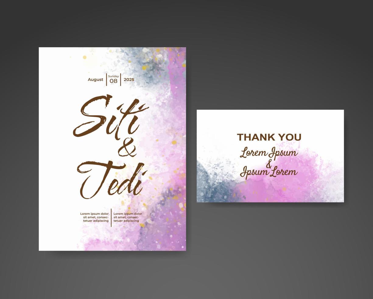 Wedding invitation with abstract watercolor background vector