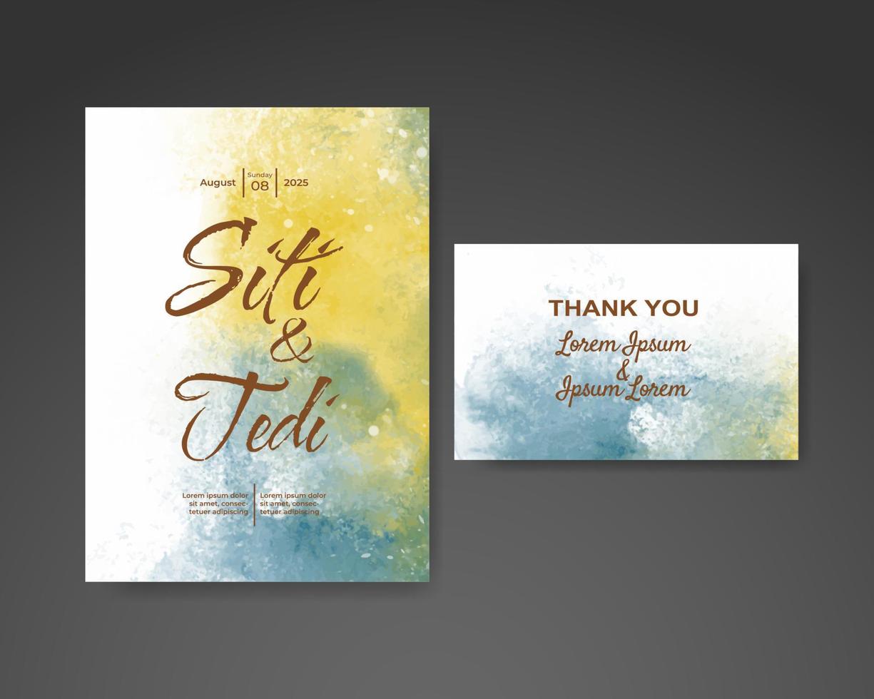 Wedding invitation with abstract watercolor background vector