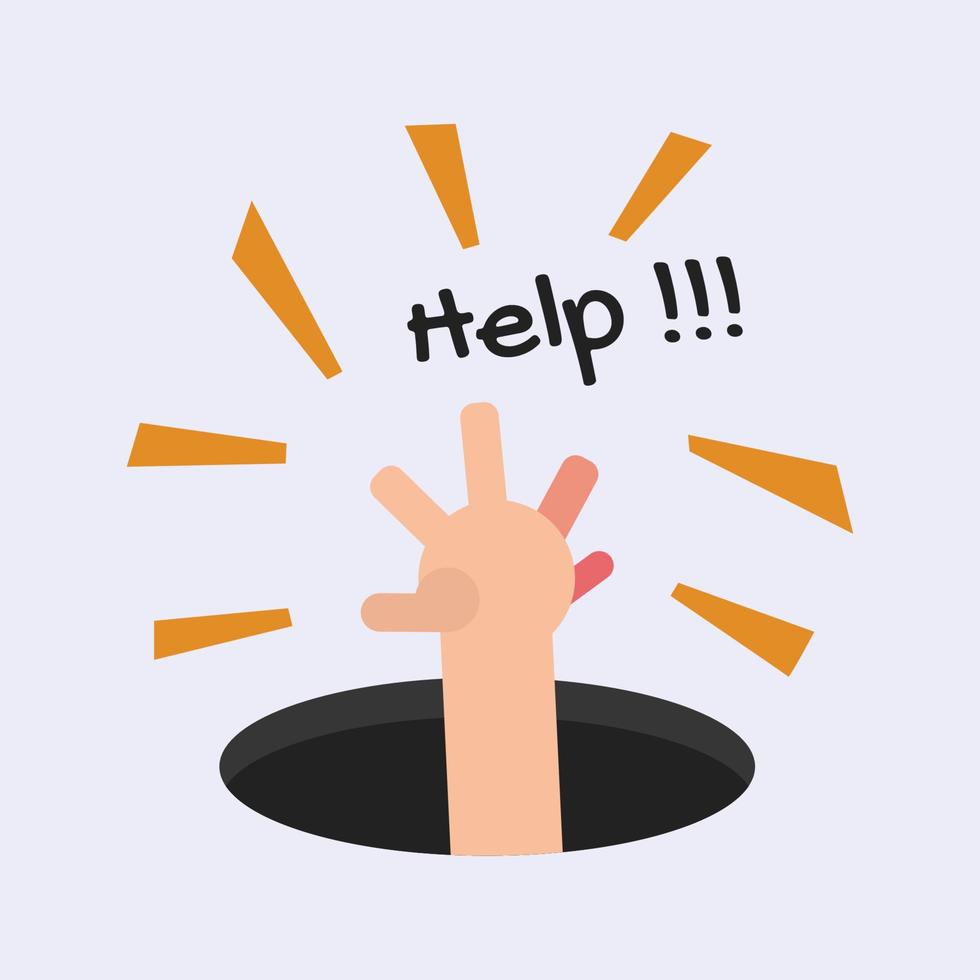 Hand Out From Hole Asking For Help Cartoon Design Illustration 20844731 