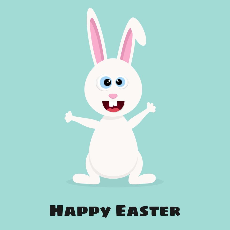 Happy easter card with funny bunny. vector