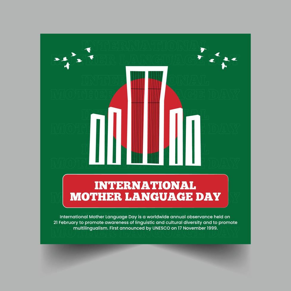 International Mother Language Day Social Media Post Template Design vector