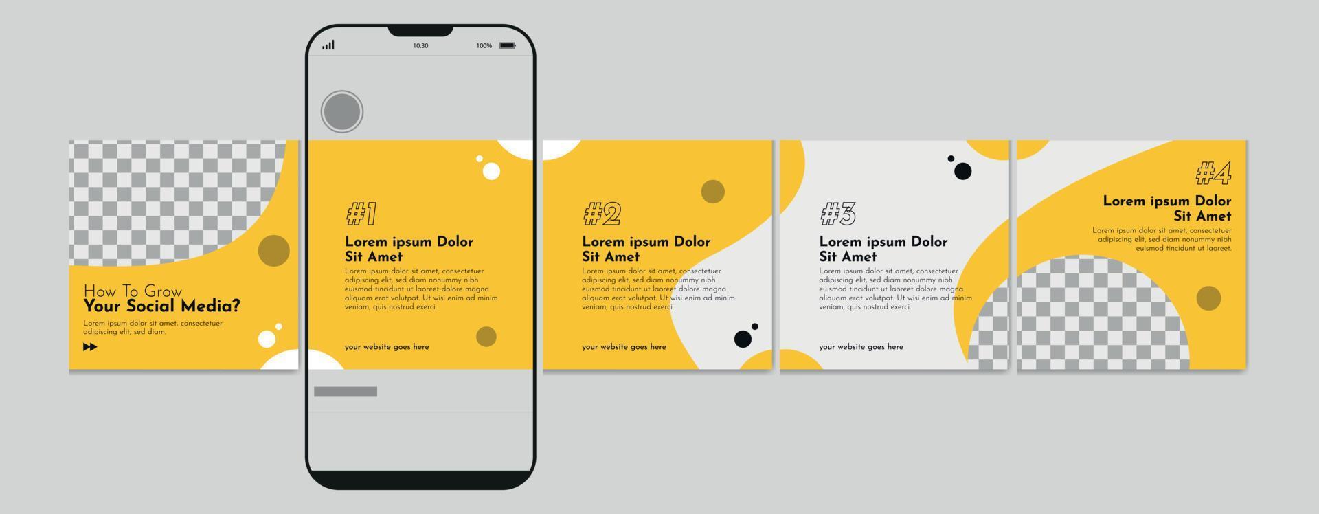 Carousel Template Social Media Post Design, Set Of Instagram Carousel Post, Editable Instagram Carousel Template vector