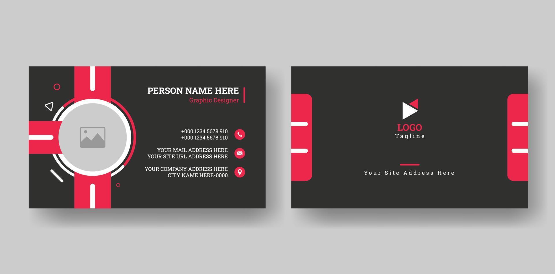 Modern double-sided personal business card Layout design for printing. Vector horizontal business card design with creative shapes.