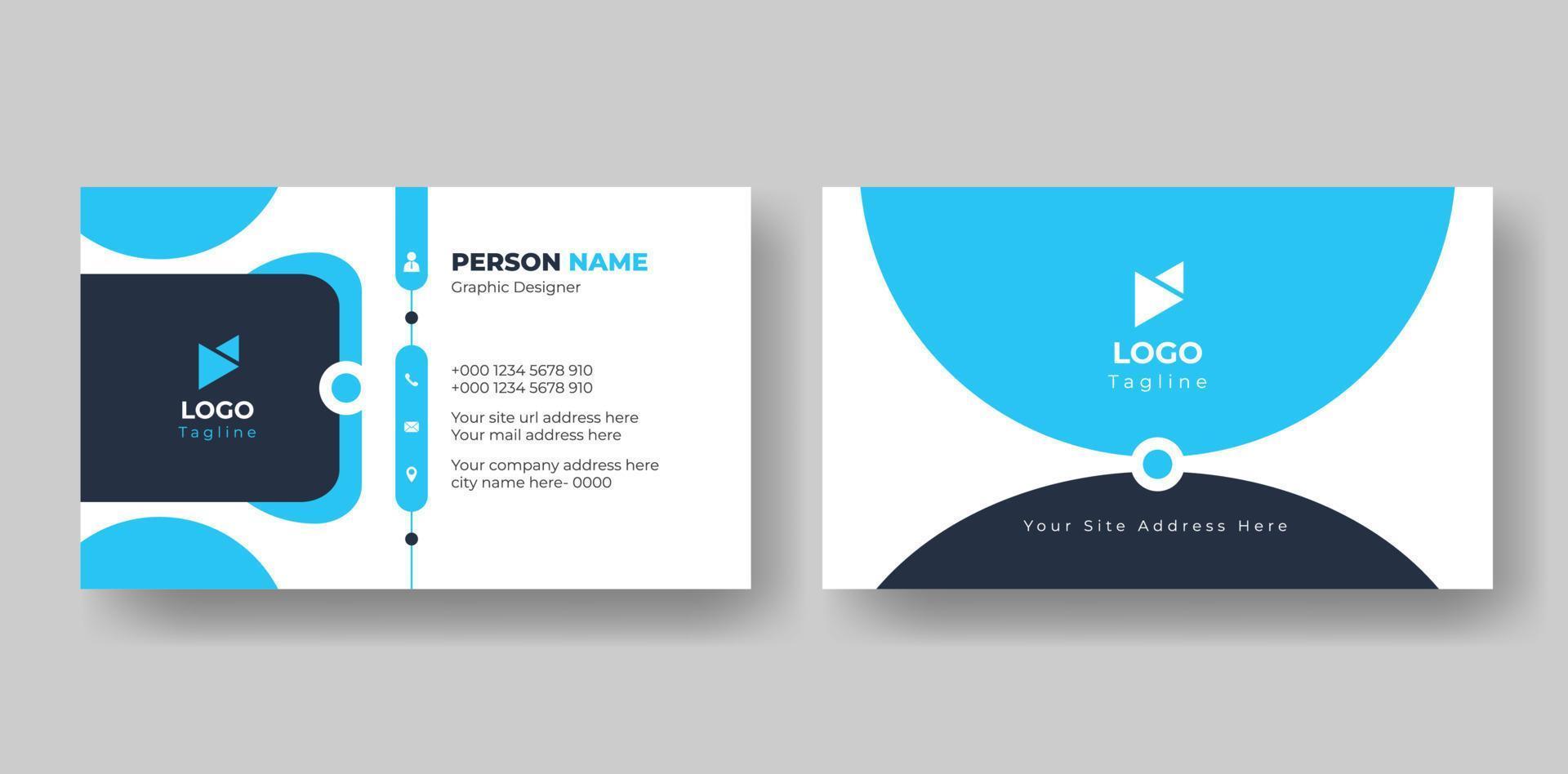 Modern and creative corporate horizontal double-sided business card layout design with shape. vector