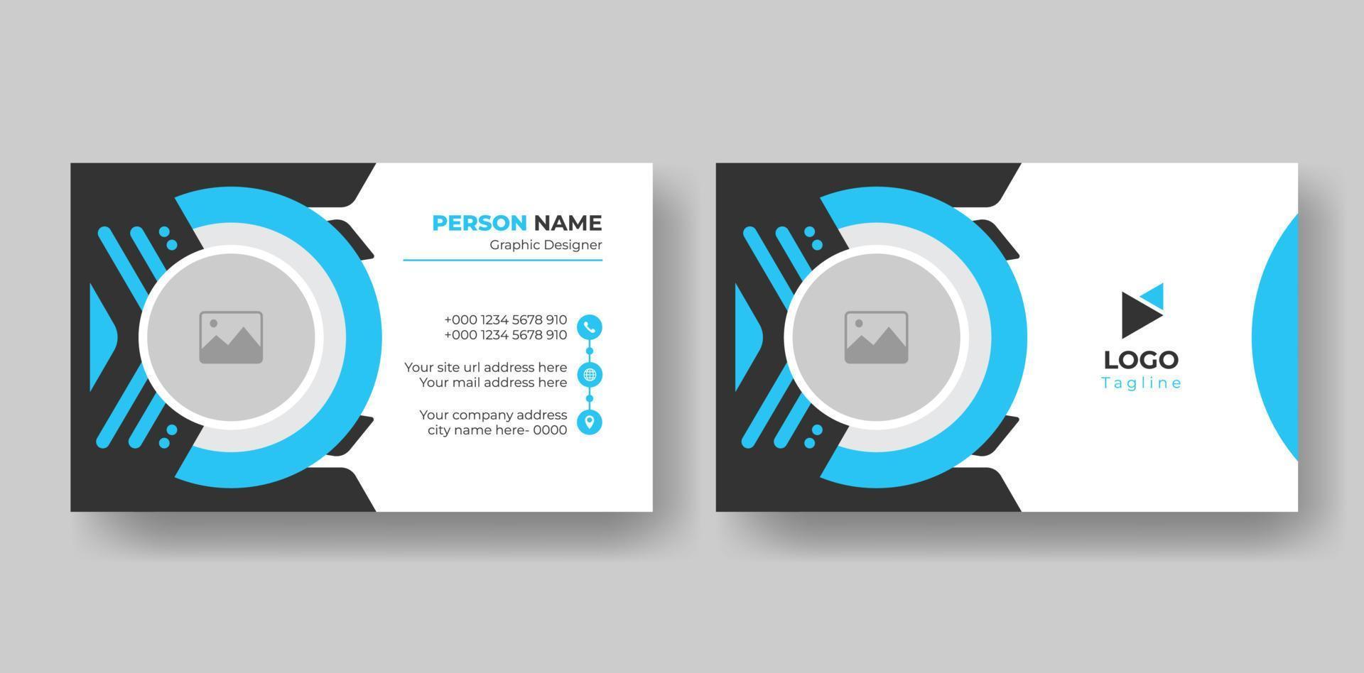 Modern double-sided personal business card Layout design for printing. Vector horizontal business card design with creative shapes.