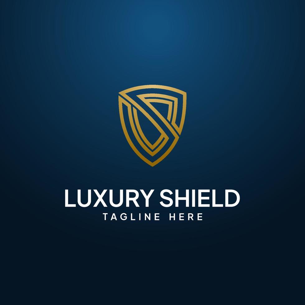 Luxury Letter S Logo, Line Art Style Shield. vector