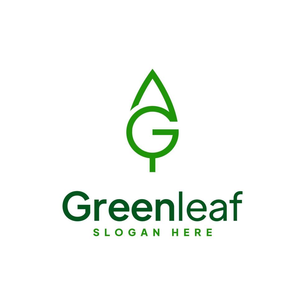 Art line logo g green leaf vector