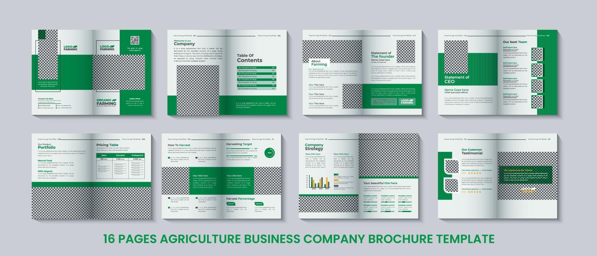 Agricultural Farming company profile brochure template and organic farming company profile brochure design, agricultural business company profile brochure design vector