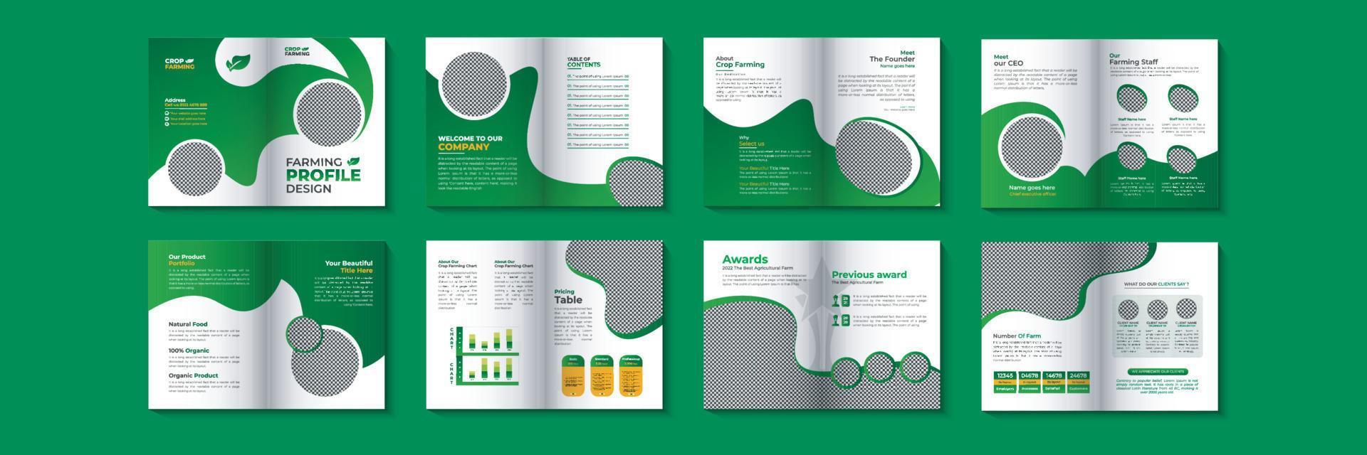 Agricultural Farming company profile brochure template and organic farming company profile brochure design, agricultural business company profile brochure design vector