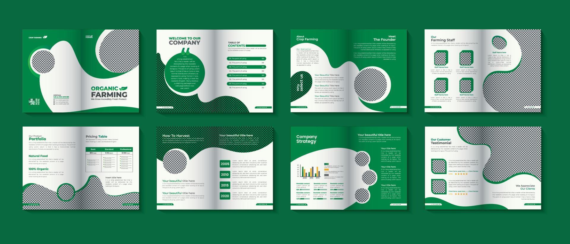 Agricultural Farming company profile brochure template and organic farming company profile brochure design, agricultural business company profile brochure design vector