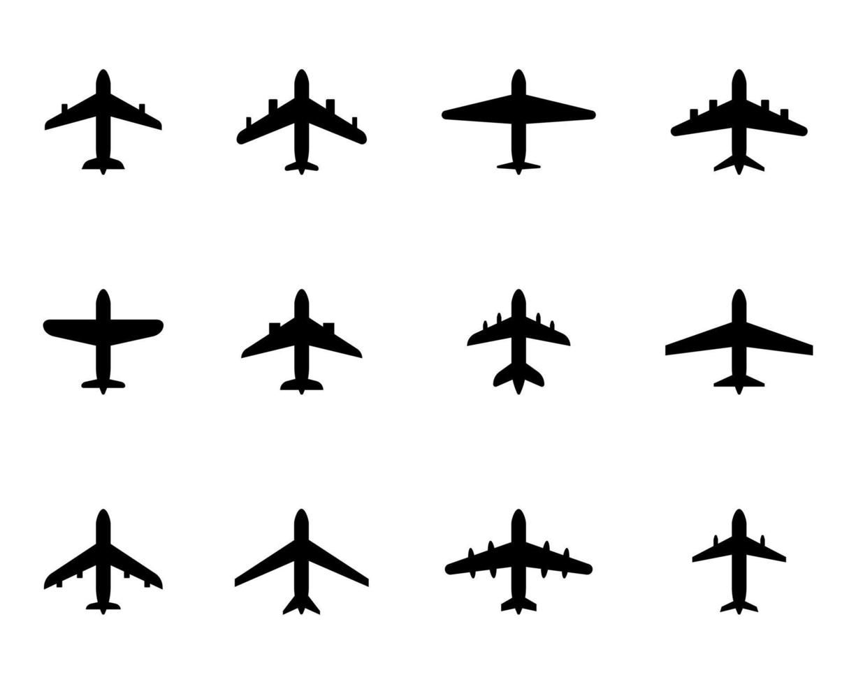 Airplane icons set. Vector illustration.