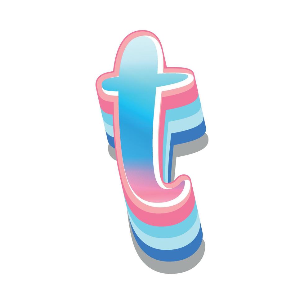 3d illustration of small letter t vector