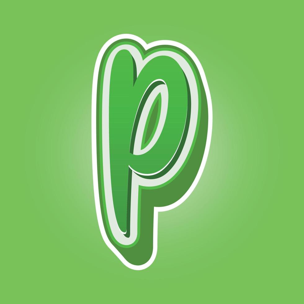 3d illustration of small letter p vector
