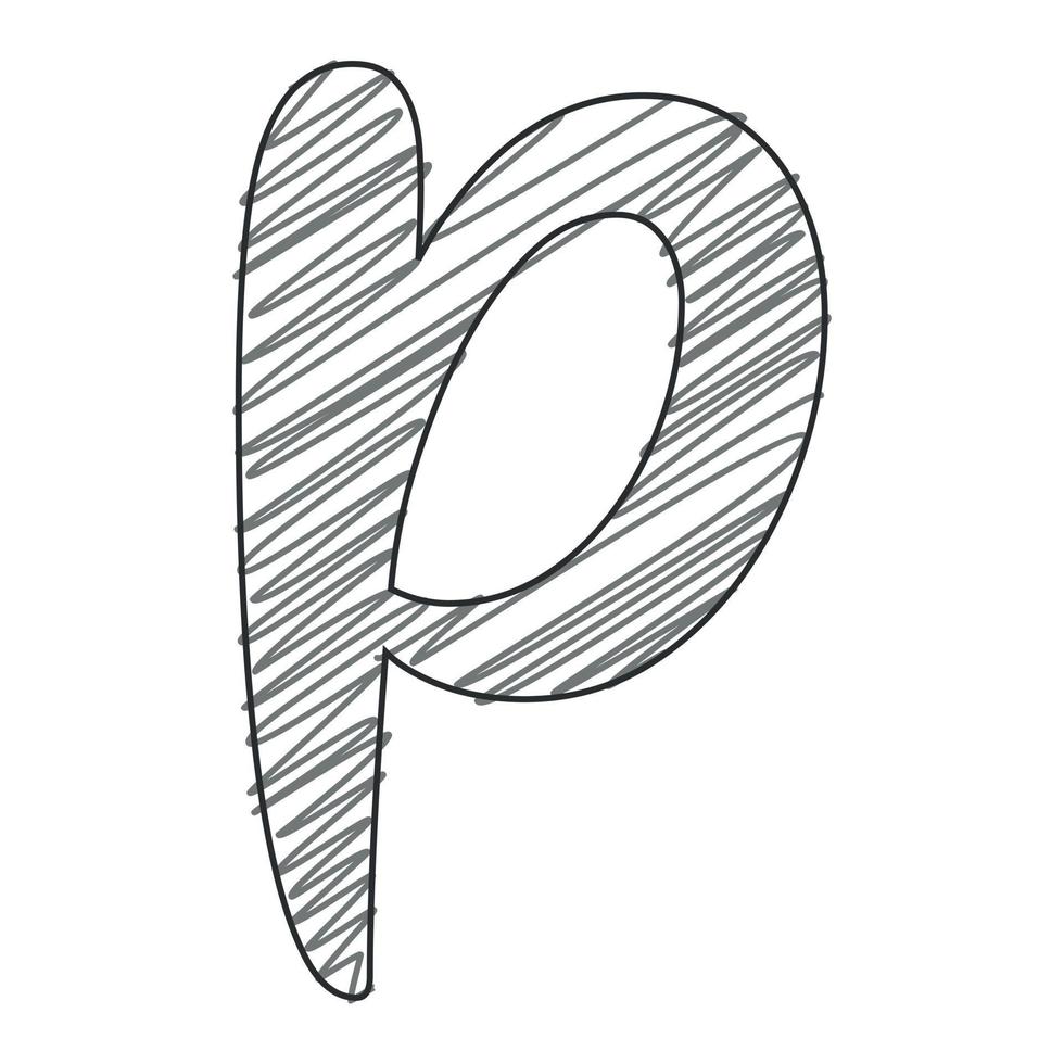 3d illustration of small letter p vector