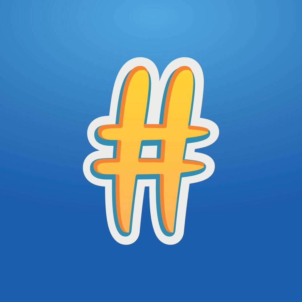 3d illustration of hash tag vector