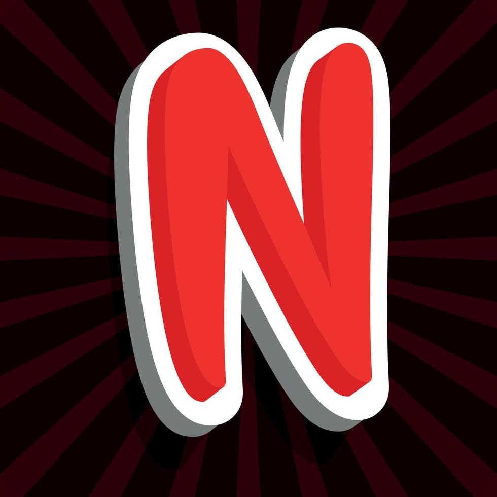 3d illustration of letter n vector