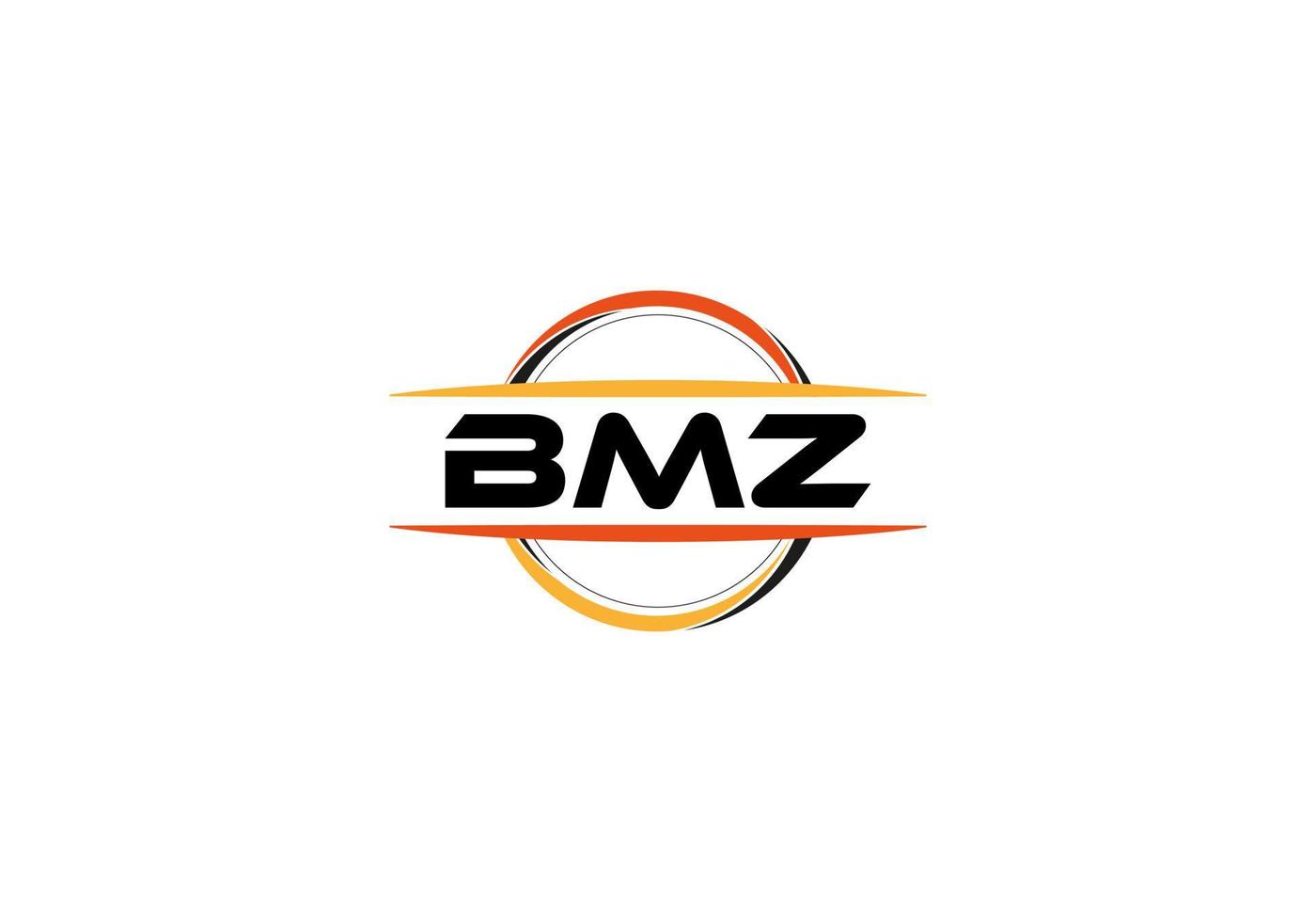 BMZ letter royalty ellipse shape logo. BMZ brush art logo. BMZ logo for a company, business, and commercial use. vector